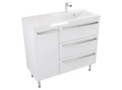 Szafki łazienkowe - Szafka Stojąca Z Umywalką ATH 90 cm D Prawa - Biały Mat - Uchwyty Stal Szczotkowana - miniaturka - grafika 1