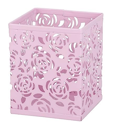 RICOO Pojemnik na długopisy, na biurko, pojemnik na długopisy, pojemnik na długopisy, organizer na biurko, metalowy organizer biurowy, oszczędność miejsca w biurze, pojemnik na długopisy, różowy