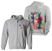 Bluzy dla dziewczynek - Bluza dziecięca rozpinana z kapturem kolorowy kociak 140 5made - miniaturka - grafika 1