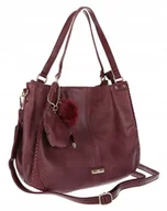 Torebki damskie - Torebka Damska Shopper włoska marka CHARRO Pojemna A4 Torba CH6626 Bordowa - miniaturka - grafika 1