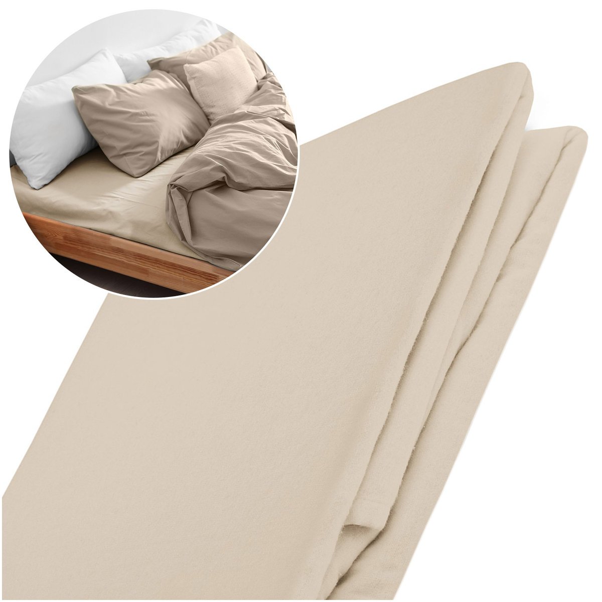 Prześcieradło flanela z gumką 90x200 cm Darymex, 100% bawełna, flanelowe, kolor jasny beż