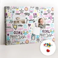 Tablice i flipcharty - Szkolna Tablica korkowa 60x40 cm, Kolorowe Pinezki, wzór Wzór bazgroły - miniaturka - grafika 1