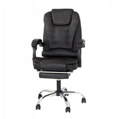 Fotele i krzesła biurowe - Fotel biurowy z masażem, krzesło biurowe z podnóżkiem LP200B, czarny - miniaturka - grafika 1