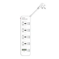 Listwy zasilające - Listwa zasilająca z 4 gniazdami AC, 4x USB, LDNIO SC4408, 2500W (biała) - miniaturka - grafika 1