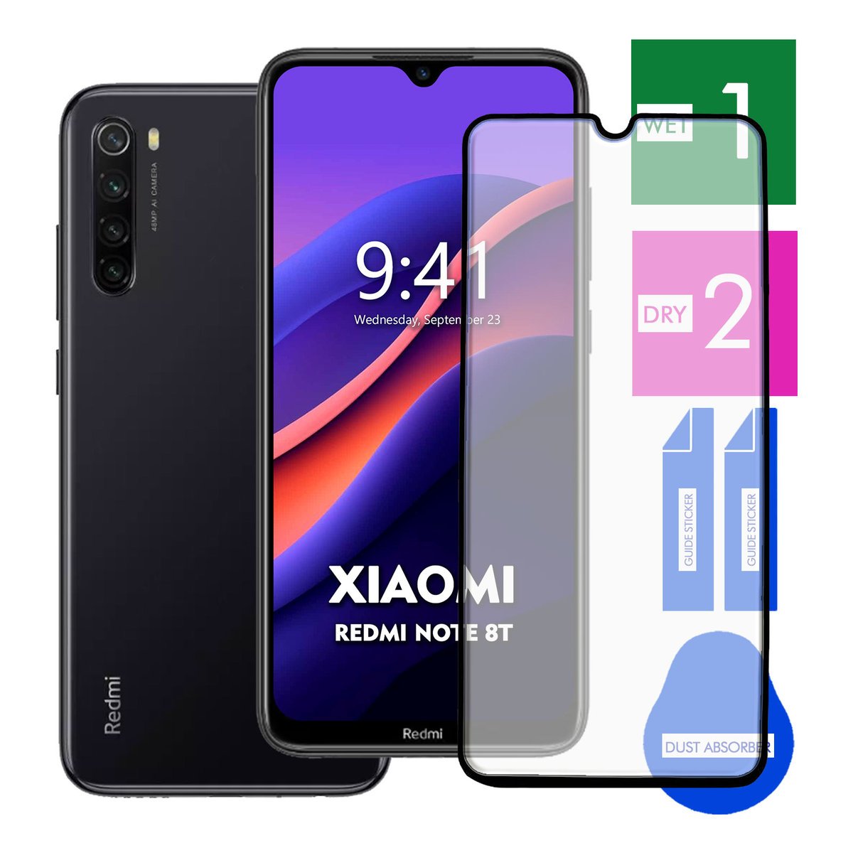 SZKŁO HARTOWANE DO XIAOMI REDMI NOTE 8T NA TELEFON PEŁNE CAŁY EKRAN 9H 5D