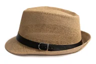 Czapki męskie - Kapelusz Damski Męski Trilby Słomkowy Plażowy Miejski Lekki Letni Brąz 60 - miniaturka - grafika 1