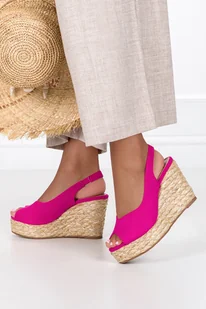 Fuksjowe sandały espadryle na koturnie Casu ER23X9-F - Sandały damskie - miniaturka - grafika 1