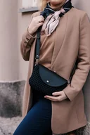 Torebki damskie - Torebka Basic Craftbags czarna ze skórzaną klapą - miniaturka - grafika 1