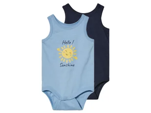 lupilu® Body niemowlęce dla chłopca, 2 szt., z zapięciem w kroku (Jasnoniebieski/granatowy, 50/56) - Body dla niemowląt - miniaturka - grafika 1