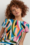 Koszule damskie - Top z wiskozy z krótkim rękawem T408, kolorowa fala - miniaturka - grafika 1