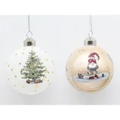 Bombki - Bombka szkło 8 cm biało-złota - miniaturka - grafika 1