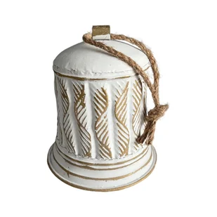 DZWON Z METALU DEKORACJA ŚWIĄTECZNA BIAŁY DZWONEK - Ozdoby bożonarodzeniowe - miniaturka - grafika 1