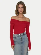 Bluzki damskie - ONLY Bluzka Fayola 15339435 Czerwony Slim Fit - miniaturka - grafika 1