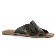 Klapki i japonki damskie - Zielone klapki skórzane na lato CARINII - Carinii - miniaturka - grafika 1