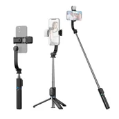 Selfie stick - wielofunkcyjny statyw biurkowy selfie stick 107 cm/42 cale, 7 sekcji, obracany o 360′, z odłączanym klipsem na telefon, odłączanym światłem wypełniającym i pilotem, kompatybilny z systemem Android 4.4/iOS 5.1 do transmisji na żywo/vloga/video/konferencji - miniaturka - grafika 1