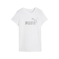 Koszulki sportowe damskie - Damska koszulka z logo NO. 1 ESS METALLIC PUMA White Metallic Silver - miniaturka - grafika 1