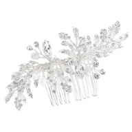 Ozdoby do włosów - OZDOBA grzebyk do włosów ŚLUBNA cyrkonie SREBRNA - miniaturka - grafika 1