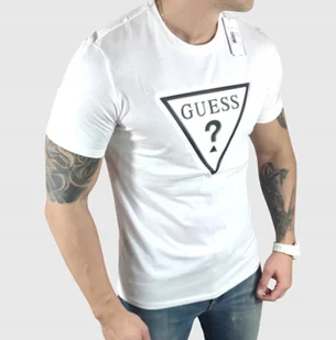 T-shirt Guess jeans X4GI00 KBR42 biały duże wypukłe logo - XXL - Koszulki męskie - miniaturka - grafika 1