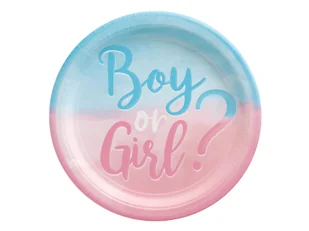 Talerzyki Boy or Girl? na Baby Shower - 23 cm - 8 szt. - Dekoracje i nakrycia stołu na imprezę - miniaturka - grafika 1