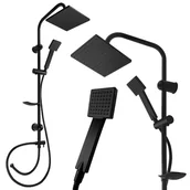 Baterie umywalkowe - VETTÄ Deszczownica Zestaw prysznicowy czarny Natrysk Prysznic Słuchawka - miniaturka - grafika 1