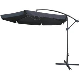 SASKA GARDEN Parasol ogrodowy 300cm składany na wysięgniku z falbaną szary 27335-0 - Parasole ogrodowe - miniaturka - grafika 1