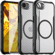 Etui i futerały do telefonów - Etui Pancerne do Apple iPhone 16e Do Magsafe, Karbon, Czarne Szkło 9H - miniaturka - grafika 1