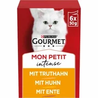 Mokra karma dla kotów - GOURMET Mon Petit Intense 8 x 6 x 50 g z kaczką, kurczakiem, indykiem - miniaturka - grafika 1
