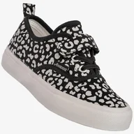 Buty dla dziewczynek - Trampki Dziecięce Na Rzepy Buty Sportowe Półbuty Tenisówki Czarne Apawwa RC365 Czarny 34 - miniaturka - grafika 1