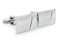 Spinki do mankietów i krawatów - Prostokątne srebrne spinki do mankietów - matowo-błyszczące N170 - miniaturka - grafika 1