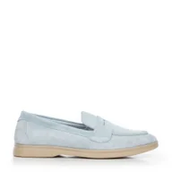 Półbuty męskie - Damskie mokasyny ze skóry zamszowej klasyczne niebieskie - miniaturka - grafika 1