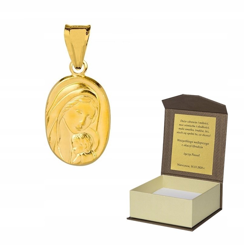 Złoty medalik MADONNA srebro pozłacane M29