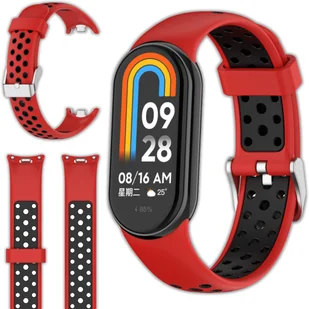 Pasek opaska perforowana Vanfone do Xiaomi Smart Mi Band 8/9, czerwono-czarny - Akcesoria do smartwatchy - miniaturka - grafika 1