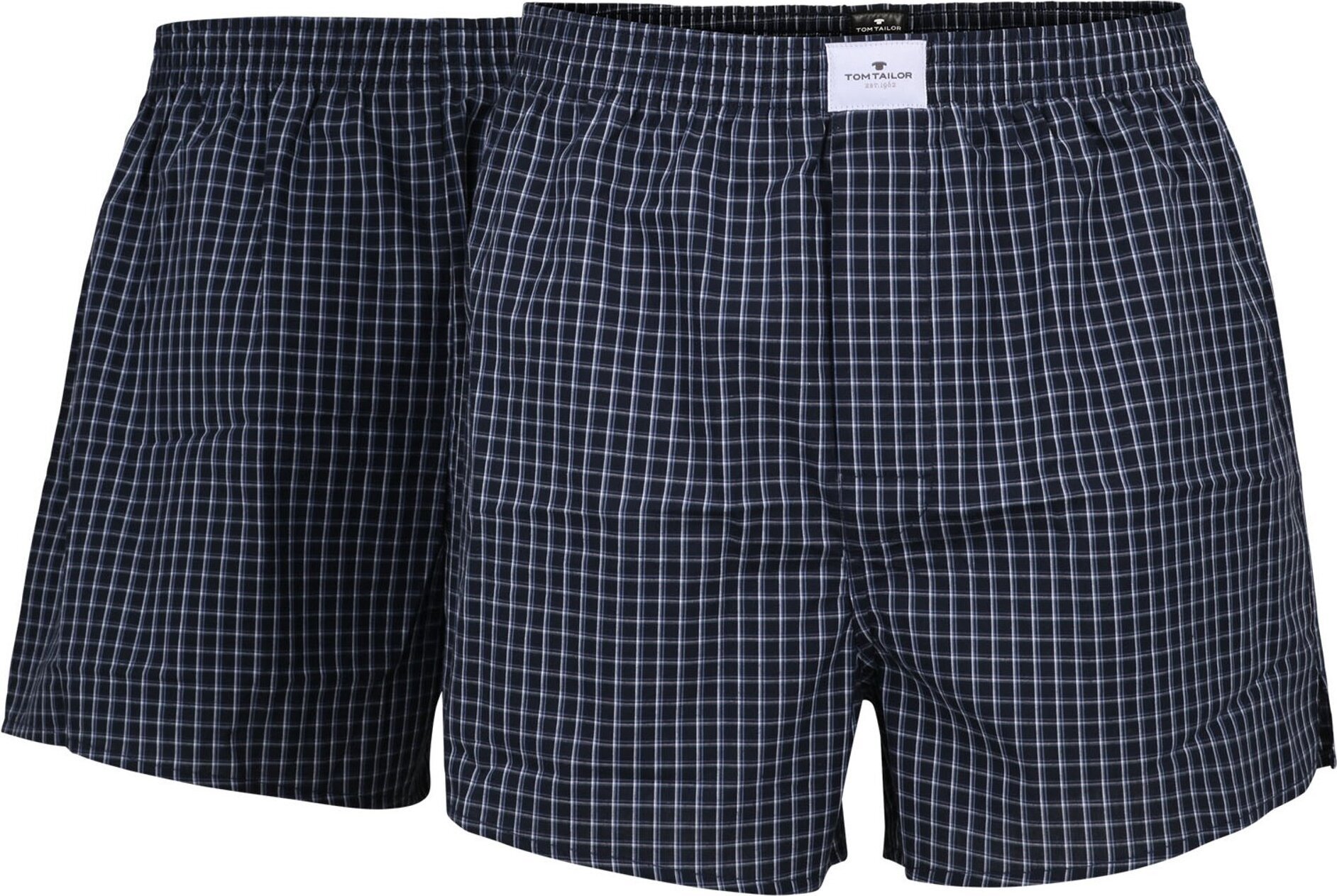 Bokserki męskie TOM TAILOR, 2-pak - Czysta bawełna, Westside C, granatowo-białe w kratkę 2XL
