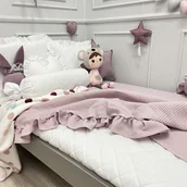 Koce i narzuty dla dzieci - LEKKA NARZUTA 90x150cm WAFELKOWA ZŁAMANY RÓŻ Z FALBANKĄ - miniaturka - grafika 1