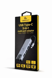 Adapter wieloportowy USB-C 5w1, PD, HDMI, USB 3.1, USB 2.0, LAN - Kable miedziane - miniaturka - grafika 2