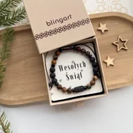 Bransolety męskie - Bransoletka męska życzę Ci jaspis krajobrazowy lawa wulkaniczna - miniaturka - grafika 1