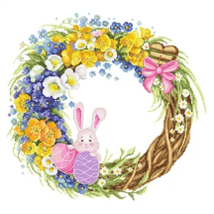 Haft krzyżykowy - Zestaw do haftu - Wielkanocny wianek - Pasmanteria - miniaturka - grafika 1