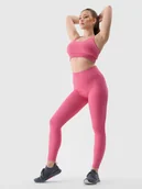 Legginsy - 4F Legginsy treningowe bezszwowe damskie - różowe XS/S - miniaturka - grafika 1