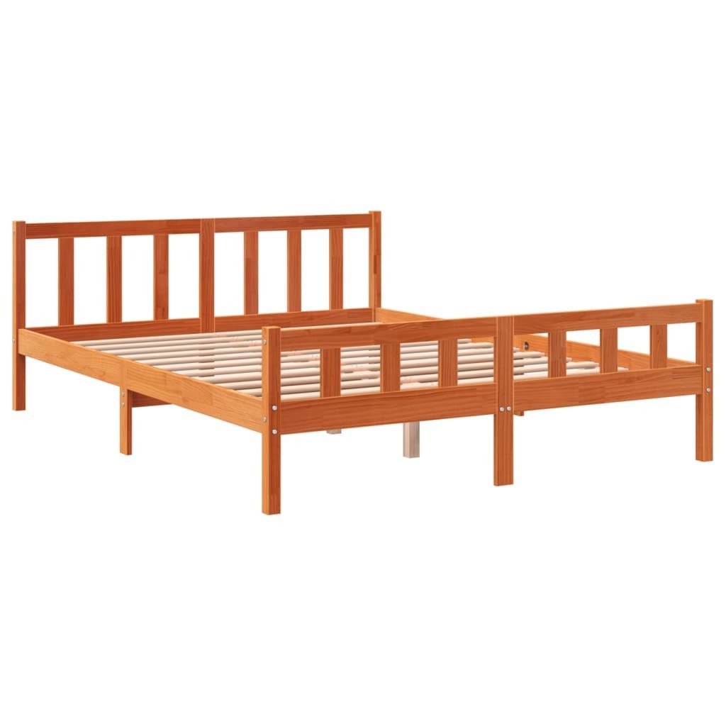 vidaXL Łóżko z litego drewna bez materaca wosk brązowy 150x200 cm drewno sosnowe