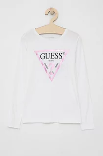 Bluzki dla dziewczynek - Guess Longsleeve dziecięcy kolor biały - grafika 1