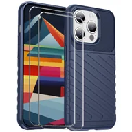 Etui i futerały do telefonów - zestaw ochronny 2w1 dla Apple iPhone 7 / 8 / SE 2 składa się z 2x szklanej osłony ekranu 9H i 1x silikonowego etui - niebieska osłona - miniaturka - grafika 1