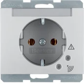 Gniazdka elektryczne - K.5 Berker Gniazdo SCHUKO z ochroną przepięciową i polem opisowym, zaciski śrubowe, alu - miniaturka - grafika 1