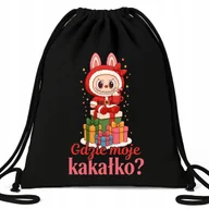 Plecaki worki - Worek Plecak Czarny GDZIE KAKAŁKO? Prezent Święta Mikołaj Pod Choinkę Wzory - miniaturka - grafika 1