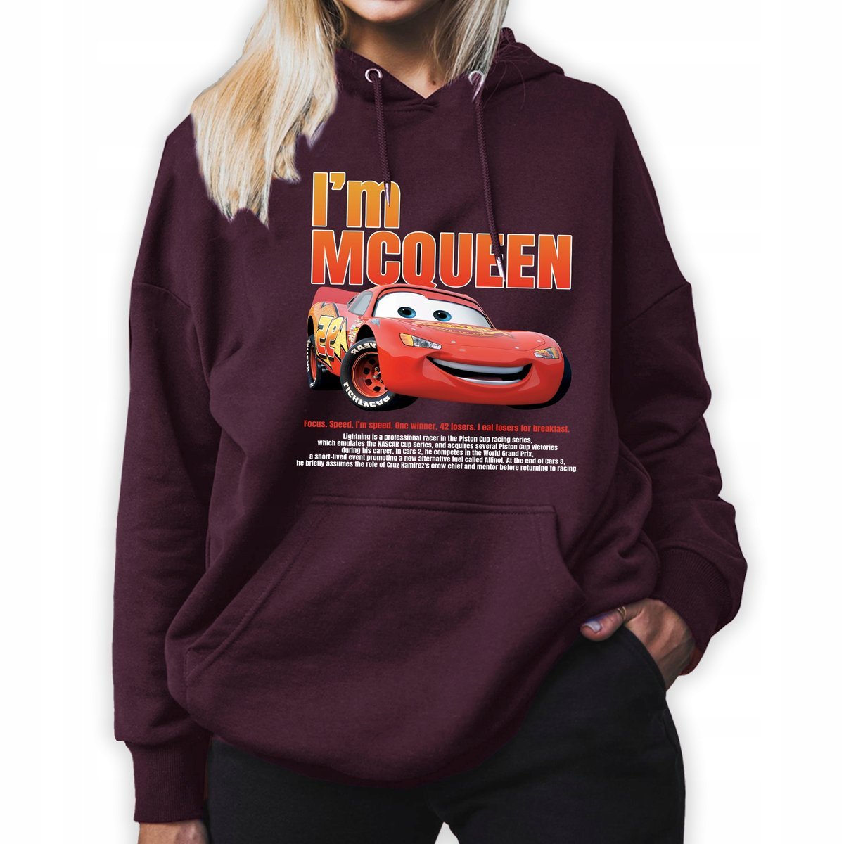 Bluza Z Kapturem Burgundowa I'M MCQUEEN Młodzieżowe Trendy Styl Wz Rozm S