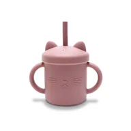 Kubki dla dzieci - LORELLI CUP - KUBEK SILIKONOWY ZE SŁOMKĄ DEEP PINK - miniaturka - grafika 1