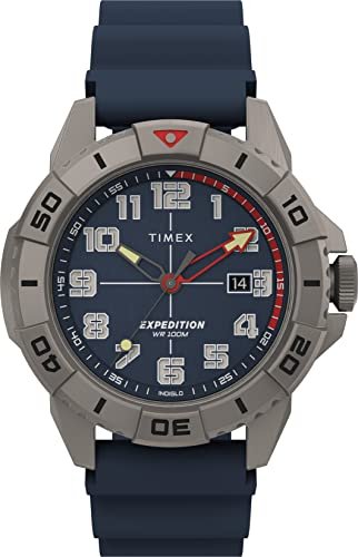 Timex Męski zegarek Expedition North Ridge 41 mm - Piaskowy kolor, metalowa obudowa, pasek w kolorze piaskowym, NIEBIESKI, TW2V40800-AMZUK