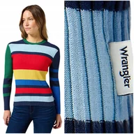 Swetry damskie - Wrangler SLIM RIB SWEATER elastyczny dopasowany damski sweter w paski M - miniaturka - grafika 1