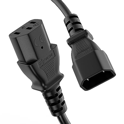 ETEC Euro-kabel zasilający, prosta wtyczka C13 IEC do prostego gniazda C14 IEC, kabel sieciowy do urządzeń domowych, kabel do urządzeń zimnych, 3,00 m, czarny