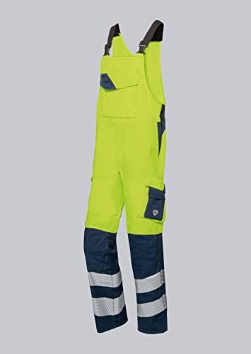 BP 2207-590-6614-52s spodnie ogrodniczki dla mężczyzn, elastyczne szelki z mocowaniem na klips, 265,00 g/m², żółte ostrzegawcze/ciemnoniebieskie, 52 s