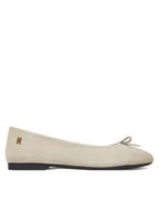 Baleriny - Tommy Hilfiger Baleriny Toe Cap Suede Ballerina FW0FW08909 Beżowy - miniaturka - grafika 1